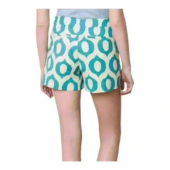 Anthropologie Cartonnier High Rise Turquoise and Cream Ikat Shorts Size 4 - Picture 2 of 8